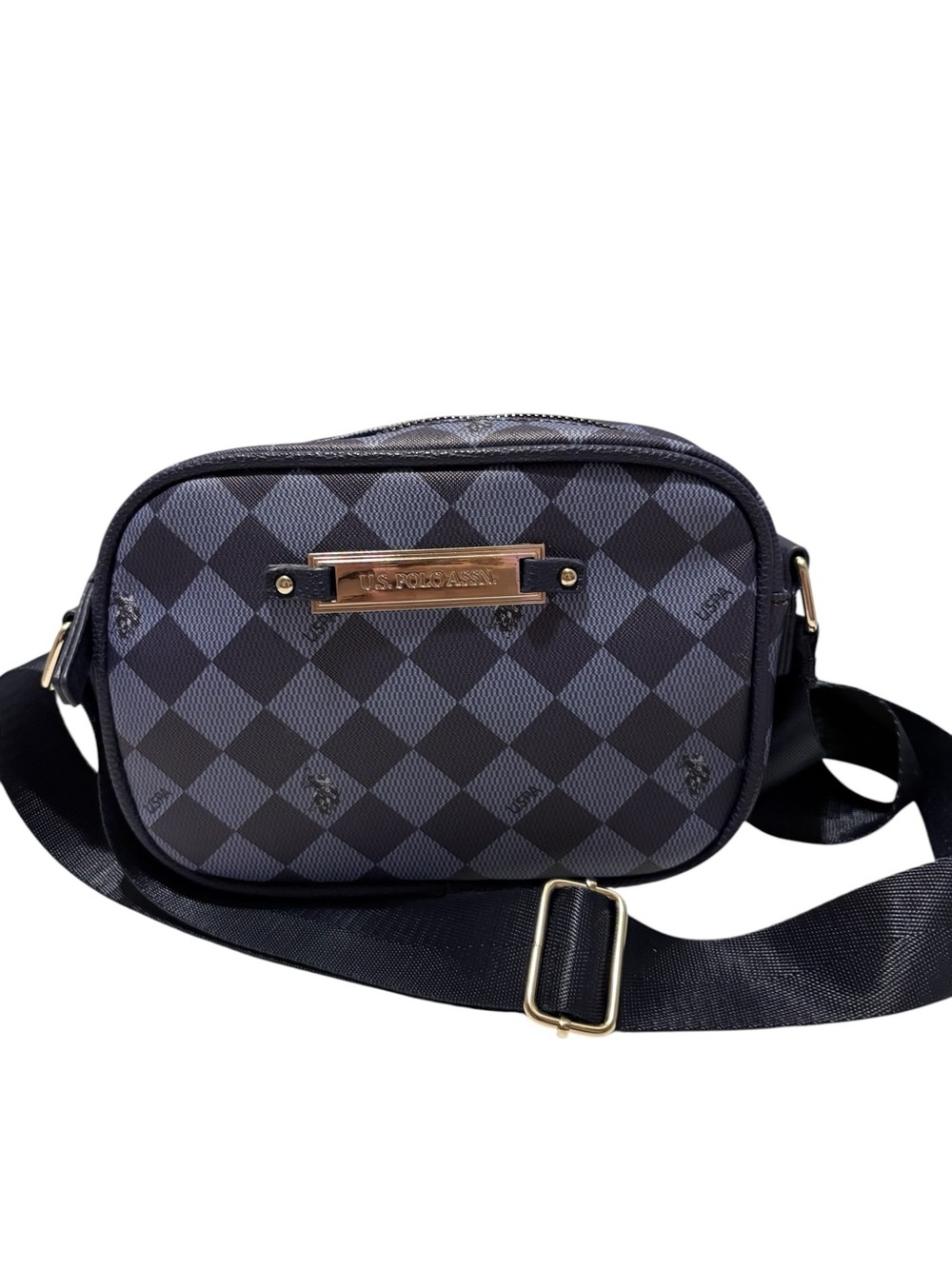 U.S. Polo Assn. Black & Gray Checker Crossbody Bag